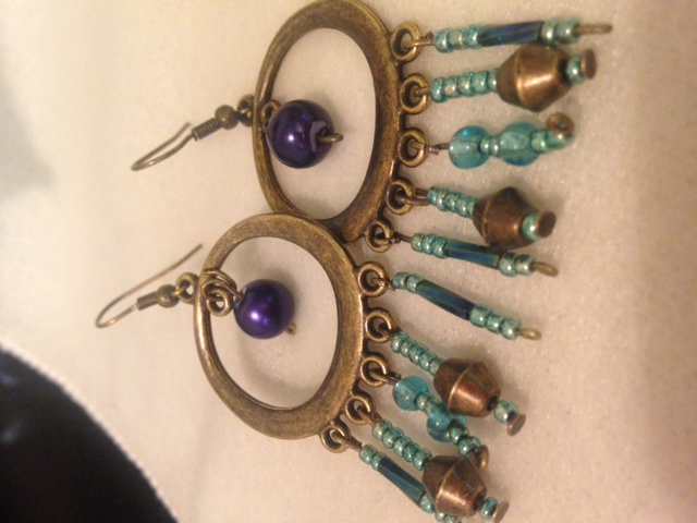 Brass & Turquoise Dangle Earrings